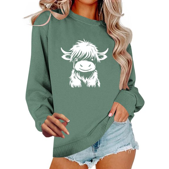Mgmyaa Crewneck Sweatshirt for Women Christmas Printed Oversized Fall Winter Long Sleeve Top