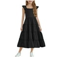 thumbnail image 1 of Mgmyaa Girl's Summer Dresses Ruffle Sleeve Tiered Swing Midi Casual A-Line Twirly School Sundress Size 3-13 Years, 1 of 5