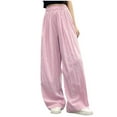 thumbnail image 1 of Mgmyaa Girl's Wide Leg Pants Kids Plus Elastic High Waist Wide Leg Pants Casual Solid Trousers with Pockets, 1 of 6