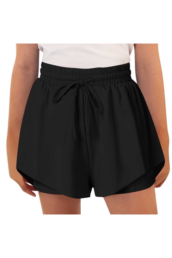 Girls 2 in 1 Dolphin Athletic Running Shorts with Pockets High Waist Teen Kid Workout Casual Tennis Soccer Split