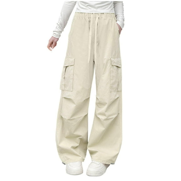 Mgmyaa Girls 2025 New Casual Loose Fit Cargo Pants Thin Sports Pants for Teenagers and Big Kids 5-16 Years
