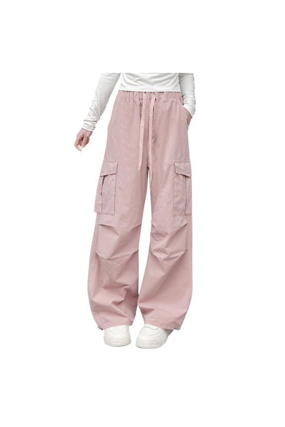 Girls 2025 New Casual Loose Fit Cargo Pants Thin Sports Pants for Teenagers and Big Kids 5-16 Years