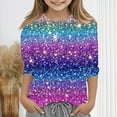 thumbnail image 1 of Mgmyaa Girls 3/4 Sleeve Tops Round Neck Pullover Shirt Casual Printed Tops for Kids Comfortable Base Layer Blouse Size 3-12 Years, 1 of 5