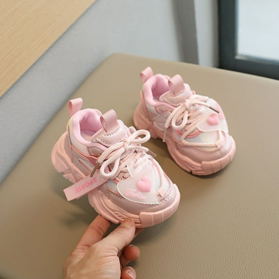 Mgmyaa Girls Athletic Shoes Sports Mesh Comfortable Soft Sole Non-slip Fabric Breathable Running Shoes Baby Slip Shoes