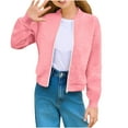 thumbnail image 1 of Mgmyaa Girls Bomber Jacket No-Hood Zip Up Jacket Long Sleeve Pockets Warm Coat for 5-14 Years, 1 of 6