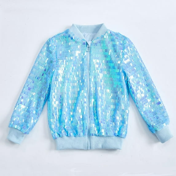Mgmyaa Girls Bomber Jacket with Tassel Sequin Details Zip Up Jacket Size 2-12 Years