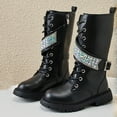 thumbnail image 1 of Mgmyaa Girls' Boots Girls Shoes Winter Girls Lace-Up Mid Top Boots High Top Princess Shoes Long Boots, 1 of 9