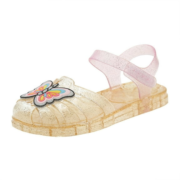 Mgmyaa Girls Bow Accent Jelly Sandals for Water Activities, Closed-Toe Beach Shoes with Soft Sole, Non-Slip Play Footwear Age 2.5-10 Years