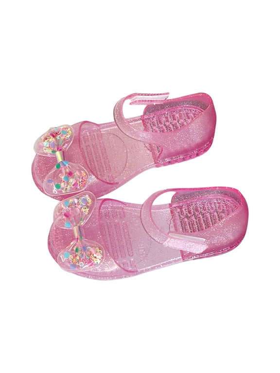 Girls Closed-Toe Water Sandals for Beach and Pool, Jelly Material with Soft Sole, Non-Slip Play Shoes for Toddler and Kids Age 2.5-10 Years