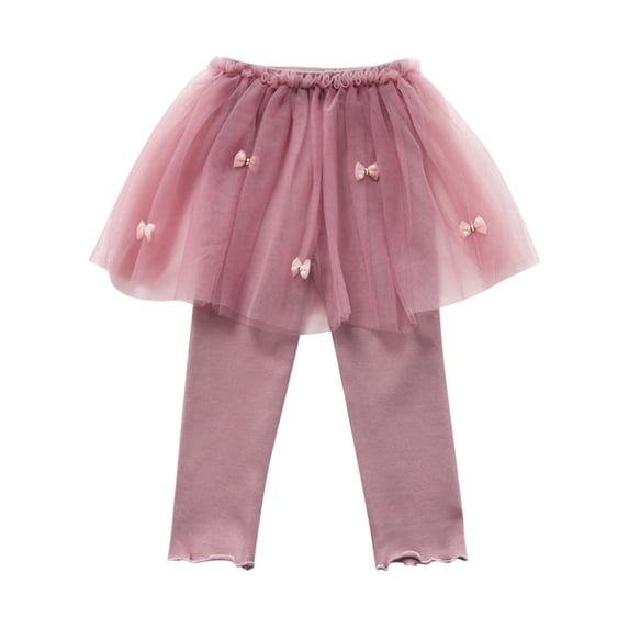 Mgmyaa Girls Cotton Regular Fit Mini A-Line Tutu Skirt Set, Mid-Rise Elastic Adjustable Waist, Solid Color Tulle with Bow Appliqué, Skirt with Leggings Outfit for Kids 1-10 Years