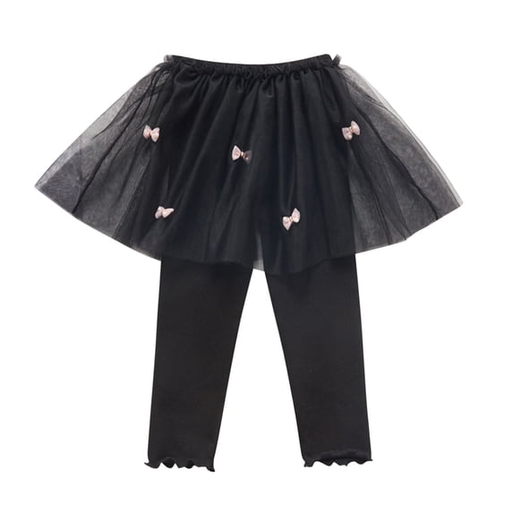 Mgmyaa Girls Cotton Regular Fit Mini A-Line Tutu Skirt Set, Mid-Rise Elastic Adjustable Waist, Solid Color Tulle with Bow Appliqué, Skirt with Leggings Outfit for Kids 1-10 Years