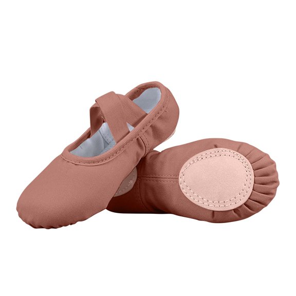 Mgmyaa Girls Dance Shoes with Soft Sole for Practice, Elastic Laces No-Tie Body Shaped Shoes for Ballet and Dance Classes
