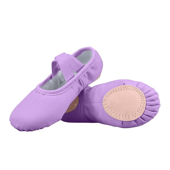 Mgmyaa Girls Dance Shoes with Soft Sole for Practice, Elastic Laces No-Tie Body Shaped Shoes for Ballet and Dance Classes