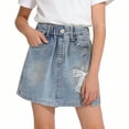 thumbnail image 1 of Mgmyaa Girls Denim Skirt with Pockets Elastic High Waist A-Line Mini Jean Shorts for Kids Teens Ages 4-12, 1 of 9