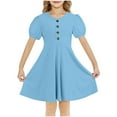 thumbnail image 1 of Mgmyaa Girls Dress A-Line Button Front Flutter Sleeve Swing Summer Spring Party Casual Fashion Sun Dresses, 1 of 6