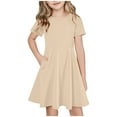thumbnail image 1 of Mgmyaa Girls Dress A-Line Short Sleeve Swing Summer Spring Party Casual Fashion Sun Dresses with Pockets, 1 of 7