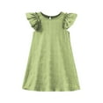 thumbnail image 1 of Mgmyaa Girls Dress Short Sleeve Solid Color A-Line Flutter Sleeve Ruffle Swing Dress 4-15 Years, 1 of 8
