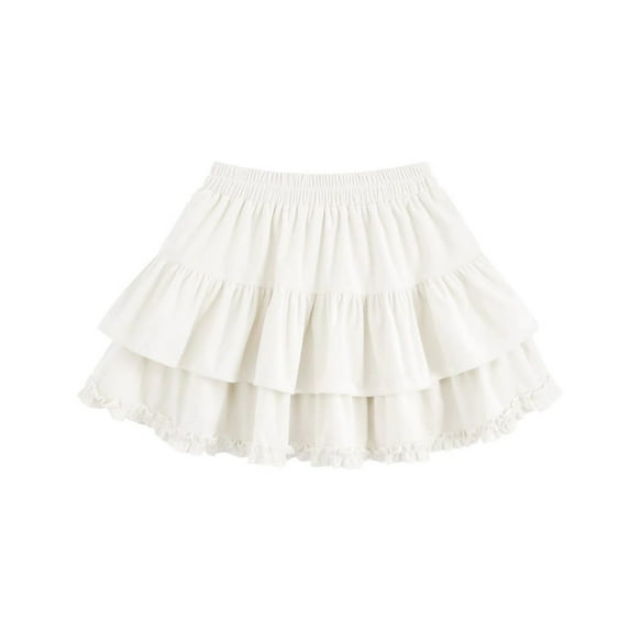 Mgmyaa Girls' Elastic Waist Ruffled Skirt - Tiered Puffy Mini Cake Skirt (1-9 Years)