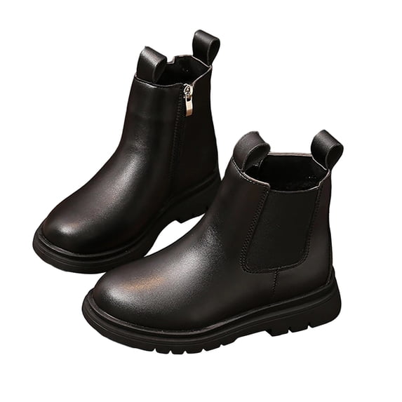 Mgmyaa Girls Fleece Lined Ankle Boots for Cold Weather, Warm Winter Booties with Princess Bow Design, Artificial Leather Casual Shoes Age 4-11 Years