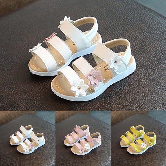 Mgmyaa Girls Floral Open Toe Sandals with Adjustable Straps Soft Sole Casual Princess Shoes