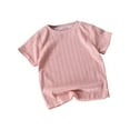 thumbnail image 1 of Mgmyaa Girls Knitted Short Sleeve T-Shirts Round Neck Breathable Tops Size 1-10 Years, 1 of 4