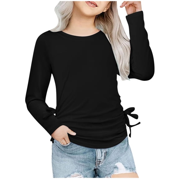 Mgmyaa Girls Long Sleeve Tops Fall Base Shirts Loose Tunic Size 3-14 Years
