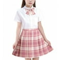 thumbnail image 1 of Mgmyaa Girls Plaid Pleated Skirt & Bow Tie Top 3-Piece School Uniform Outfit Skirt Set Size 3-13Years, 1 of 3