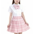 thumbnail image 1 of Mgmyaa Girls Plaid Pleated Skirt & Bow Tie Top 3-Piece School Uniform Outfit Skirt Set Size 3-13Years, 1 of 3