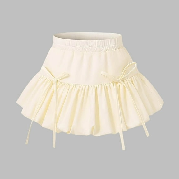 Mgmyaa Girls Pleated Mini Skirt High Waist Puff A-Line Dressy Skirt for Girls 3-13 Years