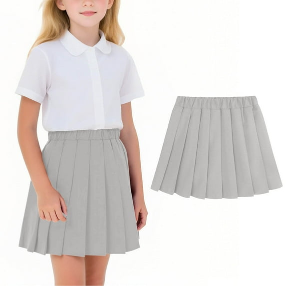 Mgmyaa Girls Pleated Skirt with Shorts Elastic Waist School Uniform Skirt for Toddler to Teen 2-17 Years