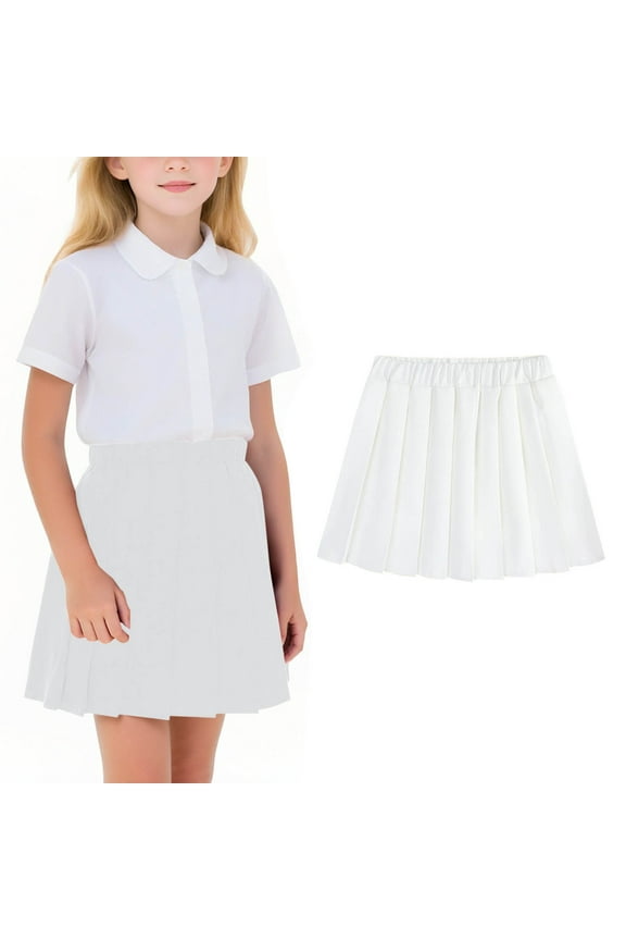 Girls Pleated Skirt with Shorts Elastic Waist School Uniform Skirt for Toddler to Teen 2-17 Years