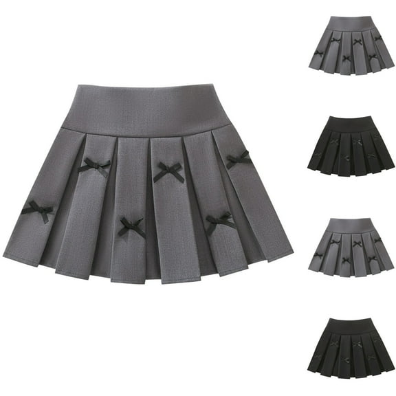 Mgmyaa Girls Pleated Uniform Skirt Elastic Waist A-Line School Mini Skirt with Built-in Shorts for Ages 3-11 Years