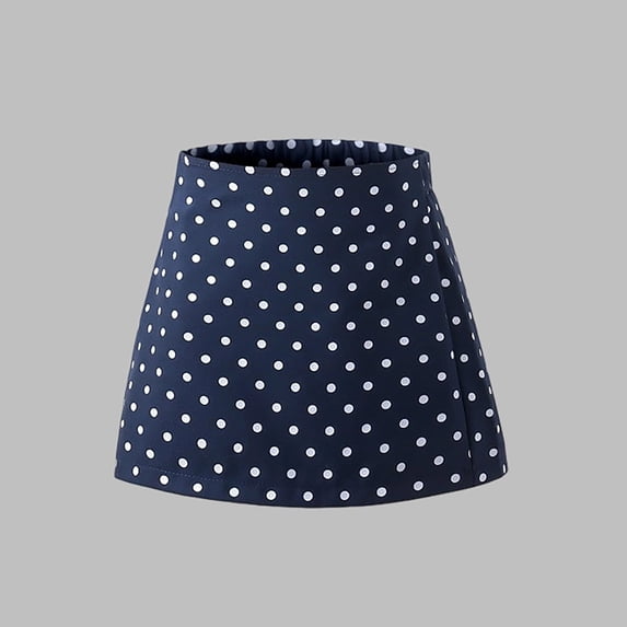 Mgmyaa Girls' Polka Dot High Waist A-line Pleated Skirt, Sweet Versatile Blazer Style Half Skirt for School, Comfortable and Fashionable Four Seasons Wear for Ages 3-13 Years