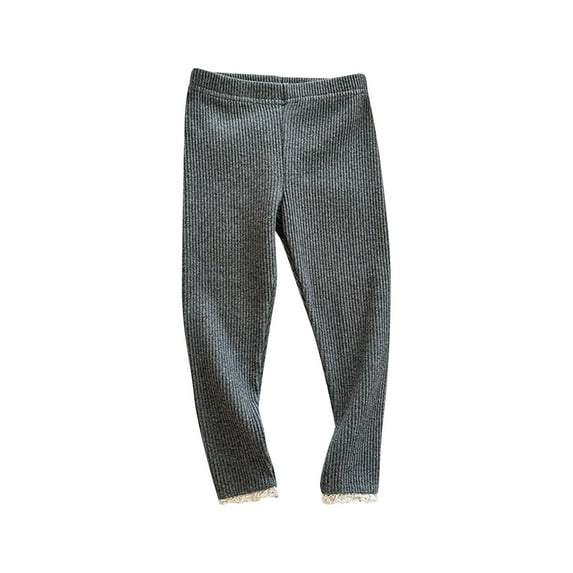 Mgmyaa Girls Ribbed Knit Leggings Soft Stretchy Skinny Pants Lace Detail Comfortable Everyday Layering Bottoms Sizes 6M-10Y Toddler Kid