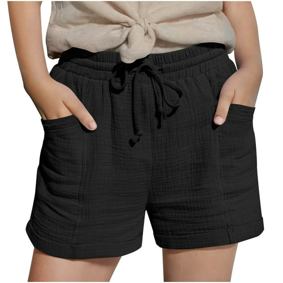 Mgmyaa Girls' Shorts Kids Summer Casual Rolled Edge Relaxed Shorts