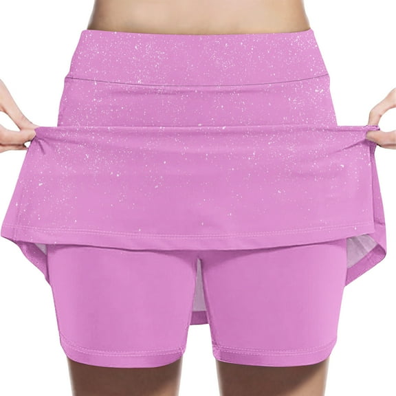 Mgmyaa Girls Skirts Gradient High Elastic Waist A-Line Skirts Built in Shorts Casual Mini Skorts for Kids