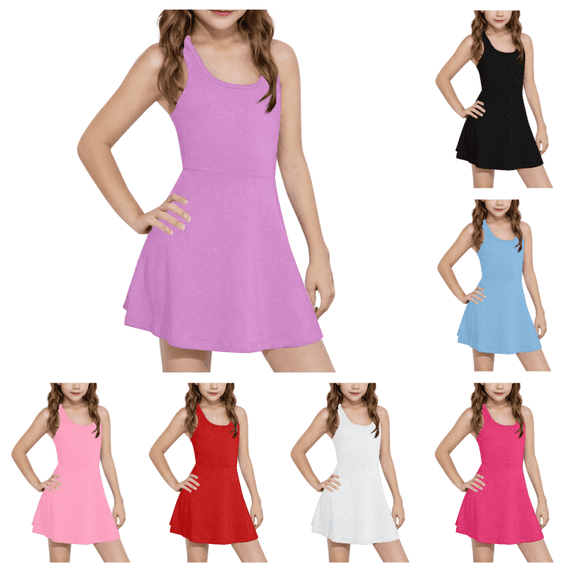 Mgmyaa Girls Sleeveless Tennis Dress Kids Racerback Golf Dress School Sports Dresses Outfit