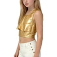 thumbnail image 1 of Mgmyaa Girls Solid Color Sequin Ruffle Sleeveless Crew Neck Top Dressy Slim Fit for Ages 5-14, 1 of 8