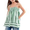 thumbnail image 1 of Mgmyaa Girls' Spaghetti Straps Tank Tops Sleeveless Color-Blocked Striped Pleated Tank Top, 1 of 5