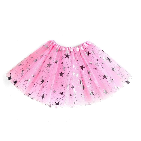 Mgmyaa Girls Star Print Tiered Mesh Tutu Skirt Elastic Waist Princess Dance Skirt for Kids Ages 1-6