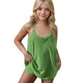 thumbnail image 1 of Mgmyaa Girls Summer Dresses Casual Spaghetti Straps Low Back Mini Dress Sleeveless Shorts Rompers with Pockets, 1 of 7