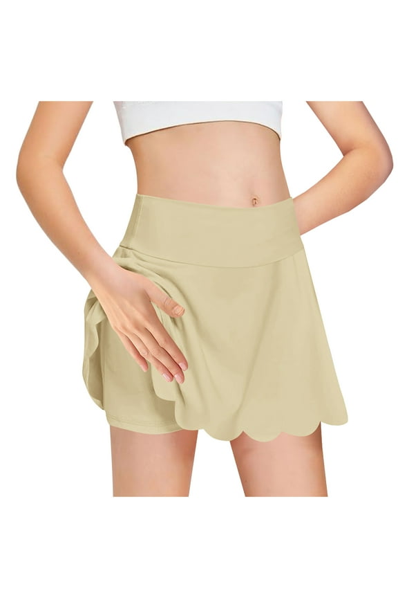 Girls Tennis Skirts Stretch Adjustable Waist Youth Golf Athletic Skorts Lining Kids Cheer Shorts