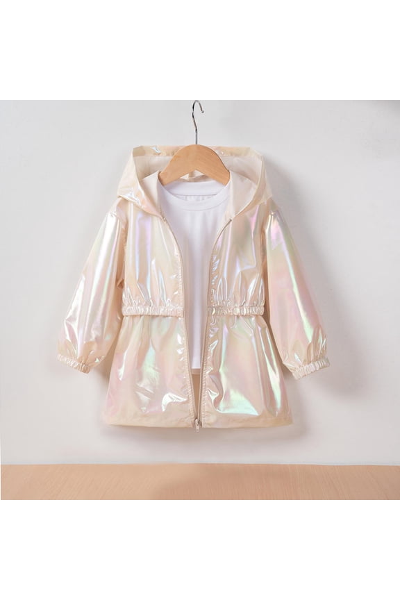 Girls Thin Hooded Long Sleeve Jacket Spring Fall Lightweight Outerwear Colorful Zipper Coat 9M-8 Years