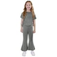 thumbnail image 1 of Mgmyaa Girls Two Piece Outfit Sets Fashion Casual Solid Color Strappy Short Sleeve Top and Palazzo Flared Long Pants Two-Piece Set 12 Months - 8 Years, 1 of 8