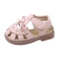 thumbnail image 1 of Mgmyaa Girls Vacation Crib Shoes with Bow Hook & Loop Peep Toe Adjustable Straps Flat Heel for Babies & Little Kids Ages 0-3.5, 1 of 8