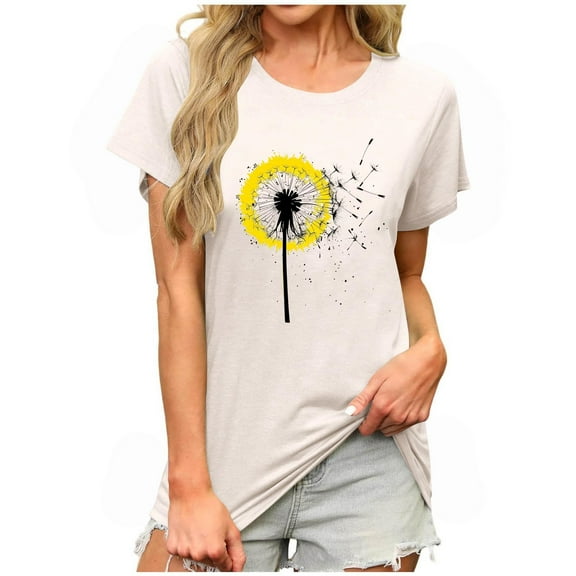 Mgmyaa Graphic Tees for Women Casual Crew Neck Short Sleeve Basic T-Shirt Top