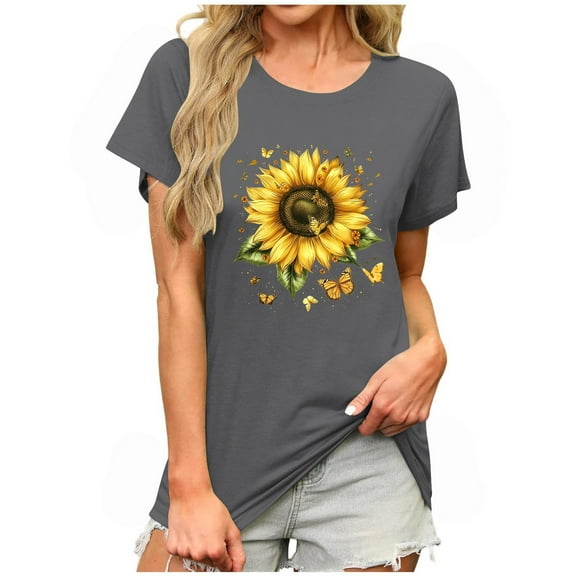 Mgmyaa Graphic Tees for Women Casual Crew Neck Short Sleeve Basic T-Shirt Top