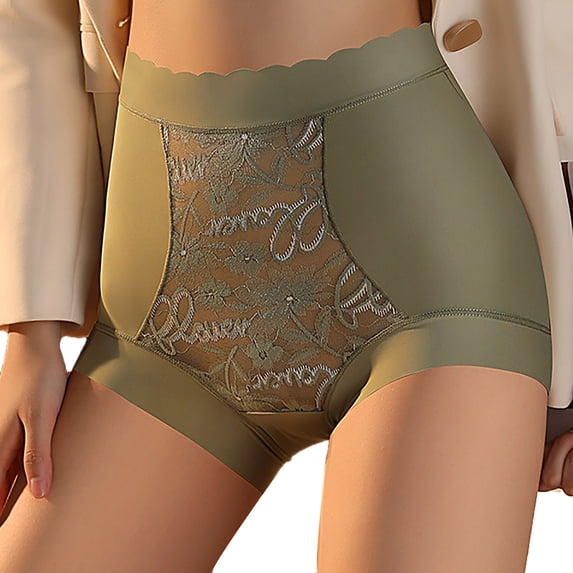 Mgmyaa High Waisted Ice Silk Underwear for Womens Seamless Thin Underwear with Polylactic Acid Antibacterial Gusset