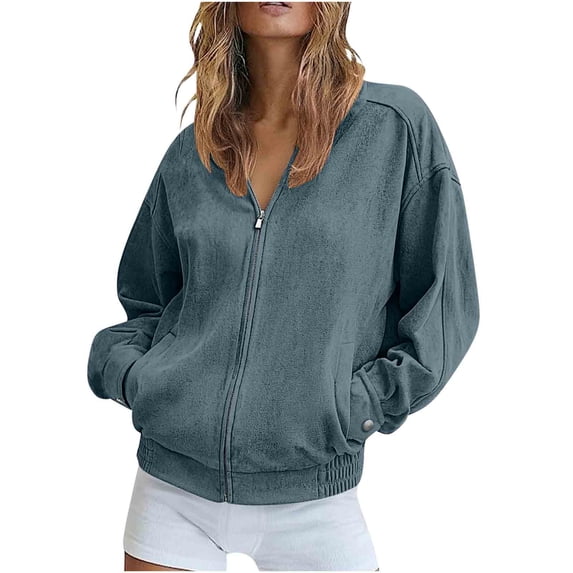Mgmyaa Jacket for Women Casual Winter Turn-Down Collar Jacket Shackets Lightweight Zip Up Outerwear with Pockets