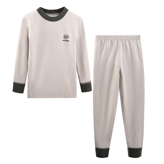 Mgmyaa Kids 100% Cotton Set Crew Neck Long Sleeve Thermal Underwear Base Layer Top and Cuffed Pants for Boys and Girls